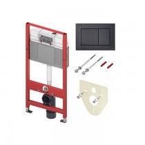 Инсталляция для унитаза Tece TECEbase 2.0 9400414, кнопка TECEnow черная матовая,  с шумоизоляцией, крепление к полу и стене