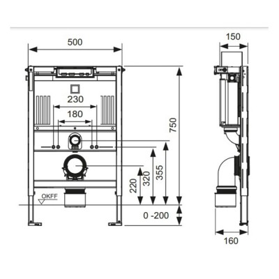 Инсталляция для унитаза Tece TECEprofil 9300291, крепление к полу и стене-1