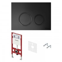 Инсталляция для унитаза Tece TECEspring S401104, кнопка черная матовая, крепление к полу и стене, с шумоизоляцией