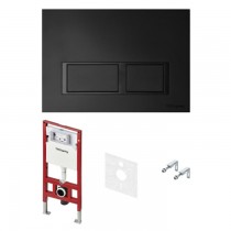 Инсталляция для унитаза Tece TECEspring S401204, кнопка черная матовая,  с шумоизоляцией, крепление к полу и стене