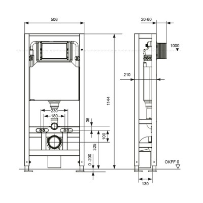 Инсталляция для унитаза Tece TECEspring  S500393, крепление к полу, двойная рама-1