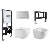 Комплект Abber Bequem AC1100-AC0105-AC0120-AC1150-AC0101P, Унитаз подвесной безободковый, с микролифтом + биде+ Система инсталляции + Кнопка смыва хром глянцевый Комплект Abber Bequem AC1100-AC0105-AC0120-AC1150-AC0101P, Унитаз подвесной безободковый, с микролифтом + биде+ Система инсталляции + Кнопка смыва хром глянцевый