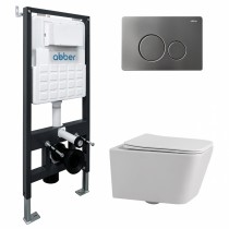 Комплект Abber Rechteck AC1201-AC0105-AC0121NG, Унитаз подвесной безободковый, с микролифтом + Система инсталляции + Кнопка смыва никель Комплект Abber Rechteck AC1201-AC0105-AC0121NG, Унитаз подвесной безободковый, с микролифтом + Система инсталляции + Кнопка смыва никель