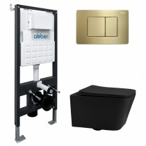 Комплект Abber Rechteck AC1201MB-AC0105-AC0120MMG, Унитаз подвесной безободковый, с микролифтом + Система инсталляции + Кнопка смыва золото матовое Комплект Abber Rechteck AC1201MB-AC0105-AC0120MMG, Унитаз подвесной безободковый, с микролифтом + Система инсталляции + Кнопка смыва золото матовое