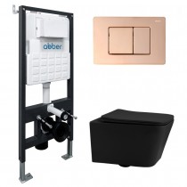 Комплект Abber Rechteck AC1201MB-AC0105-AC0120RG, Унитаз подвесной безободковый, с микролифтом + Система инсталляции + Кнопка смыва розовое золото Комплект Abber Rechteck AC1201MB-AC0105-AC0120RG, Унитаз подвесной безободковый, с микролифтом + Система инсталляции + Кнопка смыва розовое золото
