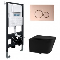Комплект Abber Rechteck AC1201MB-AC0105-AC0121RG, Унитаз подвесной безободковый, с микролифтом + Система инсталляции + Кнопка смыва золото розовое Комплект Abber Rechteck AC1201MB-AC0105-AC0121RG, Унитаз подвесной безободковый, с микролифтом + Система инсталляции + Кнопка смыва золото розовое