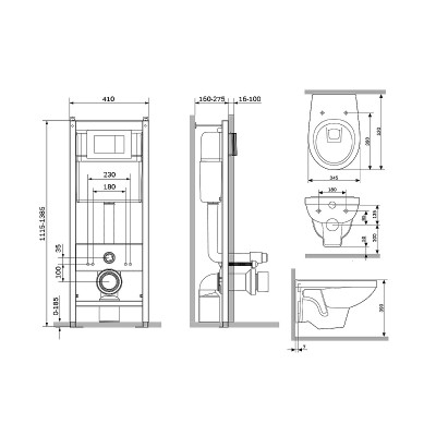 Комплект Damixa Jupiter DX77.IS10151.1738 кнопка смыва хром-3