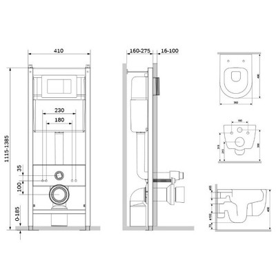 Комплект Damixa Sirius DX86.IS10151.1700 кнопка смыва хром-3