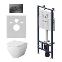Комплект унитаз с инсталляцией Am.Pm IS100138.701700 кнопка черная матовая, механическое управление
