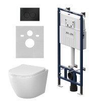 Комплект унитаз с инсталляцией Am.Pm IS100138.801900 кнопка черная матовая, механическое управление