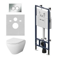 Комплект унитаз с инсталляцией Am.Pm IS100151.701700 кнопка хром глянцевая, механическое управление