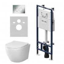 Комплект унитаз с инсталляцией Am.Pm IS100151.801900 кнопка хром глянцевая, механическое управление Комплект унитаз с инсталляцией Am.Pm IS100151.801900 кнопка хром глянцевая, механическое управление