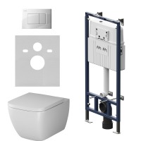 Комплект унитаз с инсталляцией Am.Pm IS100201.901701 кнопка белая глянцевая, механическое управление