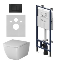 Комплект унитаз с инсталляцией Am.Pm IS100238.901701 кнопка черная матовая, механическое управление
