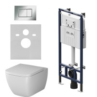 Комплект унитаз с инсталляцией Am.Pm IS100251.901701 кнопка хром глянцевая, механическое управление