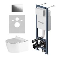 Комплект унитаз с инсталляцией Am.Pm IS110151.DX77C1700 кнопка хром глянцевая, механическое управление