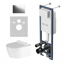 Комплект унитаз с инсталляцией Am.Pm IS110151.DX77C1700 кнопка хром глянцевая, механическое управление Комплект унитаз с инсталляцией Am.Pm IS110151.DX77C1700 кнопка хром глянцевая, механическое управление