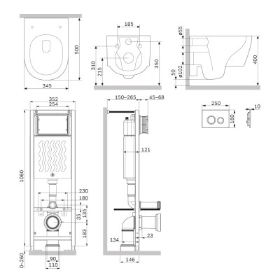 Комплект унитаз с инсталляцией Am.Pm IS110151.DX77C1700 кнопка хром глянцевая, механическое управление-3