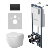 Комплект унитаз с инсталляцией Am.Pm IS110338.801900 кнопка черная матовая, механическое управление