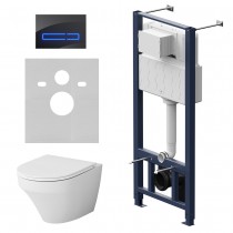 Комплект унитаз с инсталляцией Am.Pm IS450A38.501700 кнопка черная глянцевая стекло, сенсорное управление Комплект унитаз с инсталляцией Am.Pm IS450A38.501700 кнопка черная глянцевая стекло, сенсорное управление