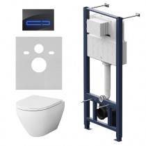 Комплект унитаз с инсталляцией Am.Pm IS450A38.701700 кнопка черная глянцевая стекло, сенсорное управление Комплект унитаз с инсталляцией Am.Pm IS450A38.701700 кнопка черная глянцевая стекло, сенсорное управление