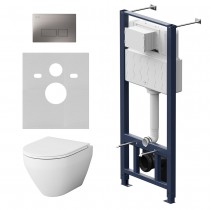 Комплект унитаз с инсталляцией Am.Pm IS47031.701700 кнопка никель матовая, пневматическое управление Комплект унитаз с инсталляцией Am.Pm IS47031.701700 кнопка никель матовая, пневматическое управление