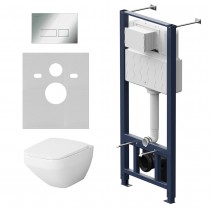 Комплект унитаз с инсталляцией Am.Pm IS47051.50A1700 кнопка хром глянцевая, пневматическое управление Комплект унитаз с инсталляцией Am.Pm IS47051.50A1700 кнопка хром глянцевая, пневматическое управление