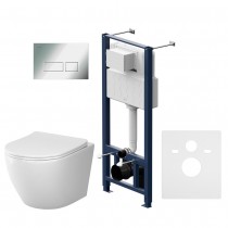 Комплект унитаз с инсталляцией Am.Pm IS47051.801900 кнопка хром глянцевая, пневматическое управление Комплект унитаз с инсталляцией Am.Pm IS47051.801900 кнопка хром глянцевая, пневматическое управление