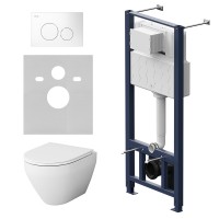 Комплект унитаз с инсталляцией Am.Pm IS49001.701700 кнопка белая глянцевая, пневматическое управление