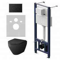 Комплект унитаз с инсталляцией Am.Pm IS49038.701700MB кнопка черная матовая, пневматическое управление Комплект унитаз с инсталляцией Am.Pm IS49038.701700MB кнопка черная матовая, пневматическое управление