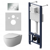 Комплект унитаз с инсталляцией Am.Pm IS49051.111700 кнопка хром глянцевая, пневматическое управление Комплект унитаз с инсталляцией Am.Pm IS49051.111700 кнопка хром глянцевая, пневматическое управление