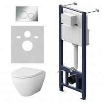 Комплект унитаз с инсталляцией Am.Pm IS49051.701700 кнопка хром глянцевая, пневматическое управление Комплект унитаз с инсталляцией Am.Pm IS49051.701700 кнопка хром глянцевая, пневматическое управление