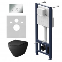 Комплект унитаз с инсталляцией Am.Pm IS49051.701700MB кнопка хром глянцевая, пневматическое управление Комплект унитаз с инсталляцией Am.Pm IS49051.701700MB кнопка хром глянцевая, пневматическое управление