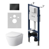 Комплект унитаз с инсталляцией Am.Pm IS90238.741701 кнопка черная матовая, механическое управление