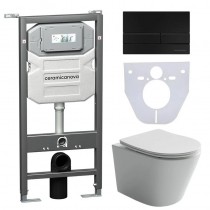 Комплект Унитаз подвесной Balearica Rimless CN6000 + шумоизоляционная панель для инсталляции CN1000 + система инсталляции для унитазов Ceramica Nova Envision с кнопкой смыва Flat цвет черный матовый, креплениями CN1002B Комплект Унитаз подвесной Balearica Rimless CN6000 + шумоизоляционная панель для инсталляции CN1000 + система инсталляции для унитазов Ceramica Nova Envision с кнопкой смыва Flat цвет черный матовый, креплениями CN1002B