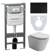 Комплект Унитаз подвесной Balearica Rimless CN6000 + шумоизоляционная панель для инсталляции CN1000 + система инсталляции для унитазов Ceramica Nova Envision с кнопкой смыва Round цвет чёрный матовый и креплениями CN1001B Комплект Унитаз подвесной Balearica Rimless CN6000 + шумоизоляционная панель для инсталляции CN1000 + система инсталляции для унитазов Ceramica Nova Envision с кнопкой смыва Round цвет чёрный матовый и креплениями CN1001B