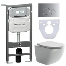 Комплект Унитаз подвесной Forma Rimless CN3009 + шумоизоляционная панель для инсталляции CN1000 + система инсталляции для унитазов Ceramica Nova Envision с кнопкой смыва Round цвет хром матовый и креплениями CN1001M Комплект Унитаз подвесной Forma Rimless CN3009 + шумоизоляционная панель для инсталляции CN1000 + система инсталляции для унитазов Ceramica Nova Envision с кнопкой смыва Round цвет хром матовый и креплениями CN1001M