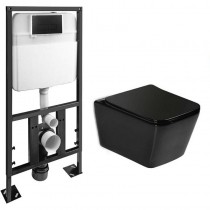 Комплект унитаз подвесной+Инсталляция SantiLine с кнопкой чёрной матовый квадрат SL-5004MB+SL-04 Комплект унитаз подвесной+Инсталляция SantiLine с кнопкой чёрной матовый квадрат SL-5004MB+SL-04
