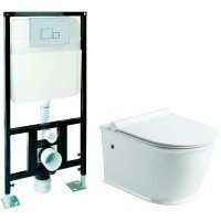 Комплект унитаз подвесной+Инсталляция SantiLine с кнопкой хром SL-5009 + SL-01