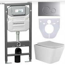 Комплект Унитаз подвесной Metric Rimless CN3007 + шумоизоляционная панель для инсталляции CN1000 + система инсталляции для унитазов Ceramica Nova Envision с кнопкой смыва Round цвет хром матовый и креплениями CN1001M Комплект Унитаз подвесной Metric Rimless CN3007 + шумоизоляционная панель для инсталляции CN1000 + система инсталляции для унитазов Ceramica Nova Envision с кнопкой смыва Round цвет хром матовый и креплениями CN1001M
