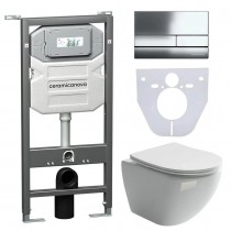 Комплект Унитаз подвесной Metropol Rimless CN4002 + шумоизоляционная панель для инсталляции CN1000 + система инсталляции для унитазов Ceramica Nova Envision с кнопкой смыва Flat цвет хром, креплениями CN1002CH