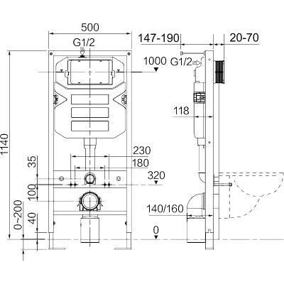 Система инсталляции для унитазов Ceramica Nova Envision Flat CN1002B кнопка черная матовая-3