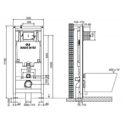 Система инсталляции для унитазов OLI 80 ECO Sanitarblock mechanic 886914-1