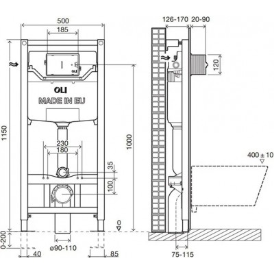 Система инсталляции для унитазов OLI Oli 120 Eco Sanitarblock pneumatic-1