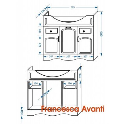 Тумба с раковиной Francesca Avanti Империя 80 белый (2ящ+3дв. ум. Classic Luxe 80) с подсветкой-8