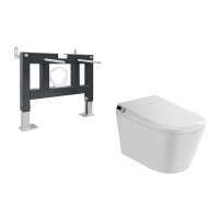 Комплект Abber Bequem AC1119S-AC0101P, Электронный унитаз-биде подвесной + Система инсталляции