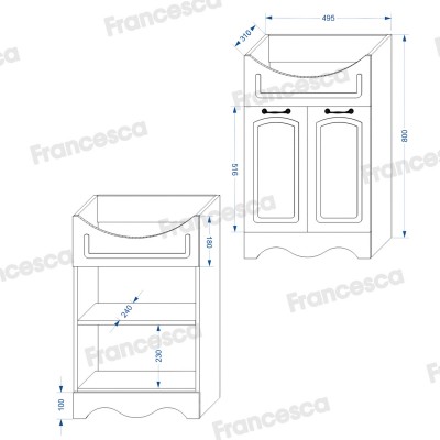 Комплект мебели для ванной комнаты Francesca Империя 50, левый-6