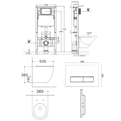 Комплект унитаза с инсталляцией Agger ATI03144+APB244, кнопка смыва черная-11