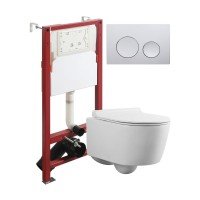 Комплект унитаза с инсталляцией Agger ATI05100+APB100, кнопка смыва хром