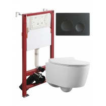 Комплект унитаза с инсталляцией Agger ATI05100+APB144, кнопка смыва черная Комплект унитаза с инсталляцией Agger ATI05100+APB144, кнопка смыва черная